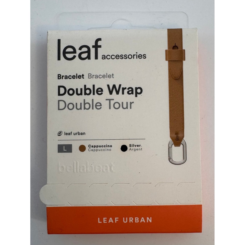 Bellabeat Leaf Urban Double Wrap Leather Bracelet Cappuccino Silver Large NEW